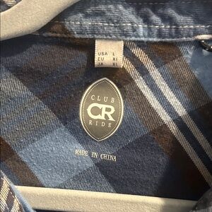 Club Ride Apparel Blue and Brown Plaid Button Down Shirt